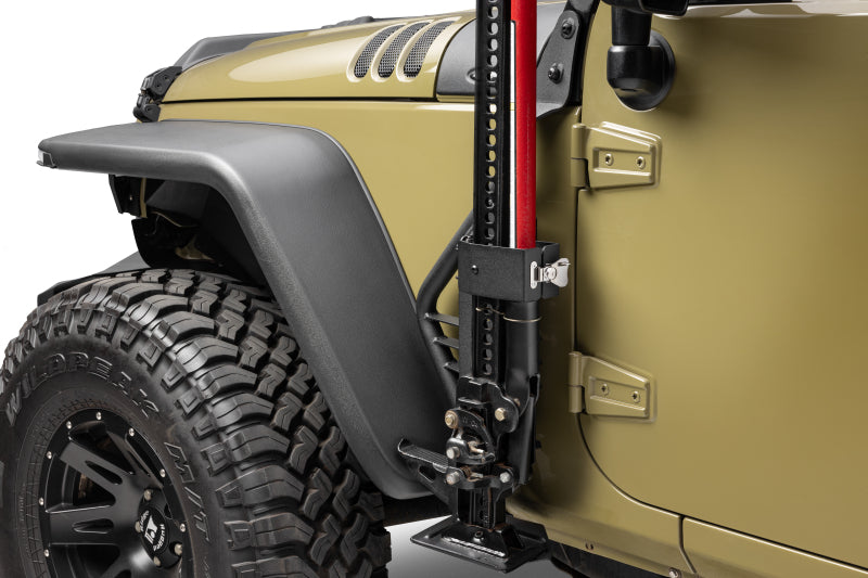 Go Rhino 07-18 Jeep Wrangler JK/JKU Front Fender Jack Mount for Hi-Lift Jack - Tex. Blk Jacks Go Rhino