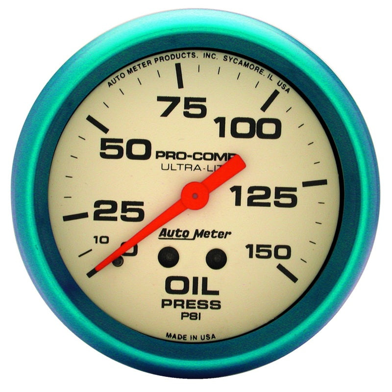 Autometer Ultra-Nite 66.7mm 0-150 PSI Mechanical Oil Pressure Gauge Gauges AutoMeter