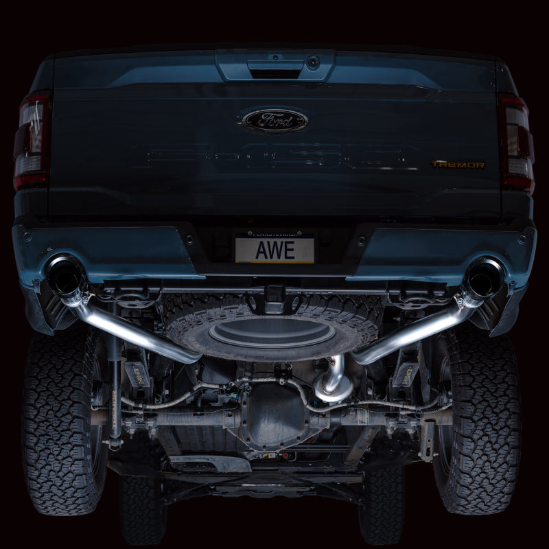 AWE Tuning 2021+ Ford F-150 Tremor (w/ Bumper Cutouts) 0FG Resonated Cat-Back - Diamond Black Tips Catback AWE Tuning