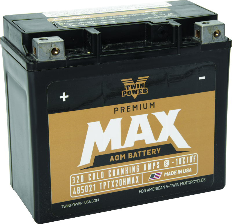 Twin Power GYZ-20H Premium MAX Battery Replaces H-D 65991-82B Made in USA 320 CCA Batteries TwinPower