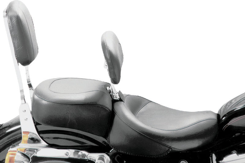 Mustang 82-03 Harley Sportster Wide Touring Solo Seat w/Driver Backrest - Black Solo Motorcycle Seats Mustang Motorcycle