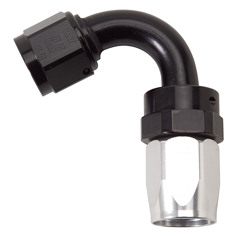 Russell Performance -10 AN Black/Silver 120 Degree Tight Radius Full Flow Swivel Hose End Fittings Russell