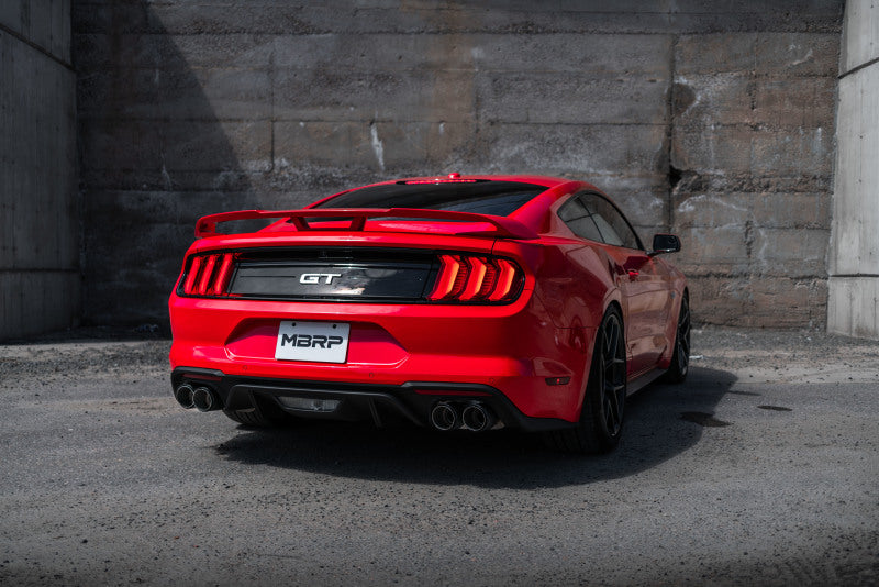 MBRP 18-20 Ford Mustang GT 5.0 w/ Quad Tip Active Exhaust Cat Back Split Rear T304 w/ Carb Fib Tips Catback MBRP