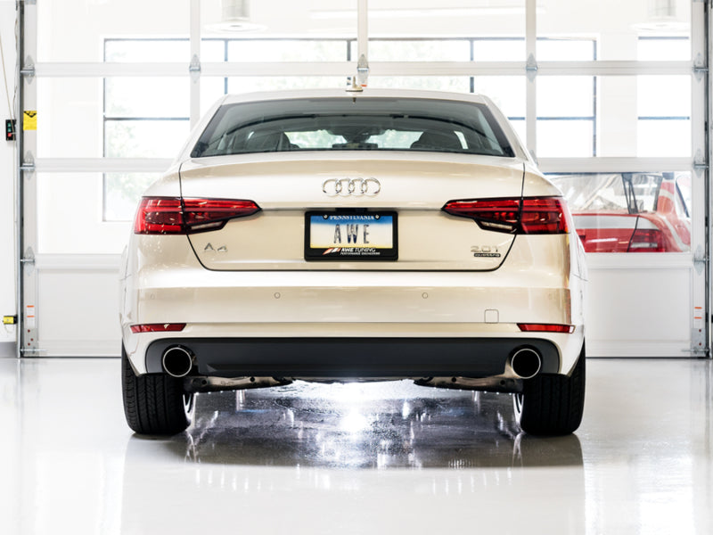 AWE Tuning Audi B9 A4 Touring Edition Exhaust Dual Outlet - Chrome Silver Tips (Includes DP) Catback AWE Tuning