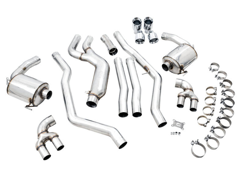 AWE Tuning 2019+ BMW M340i (G20) Non-Resonated Touring Edition Exhaust - Quad Chrome Silver Tips Catback AWE Tuning