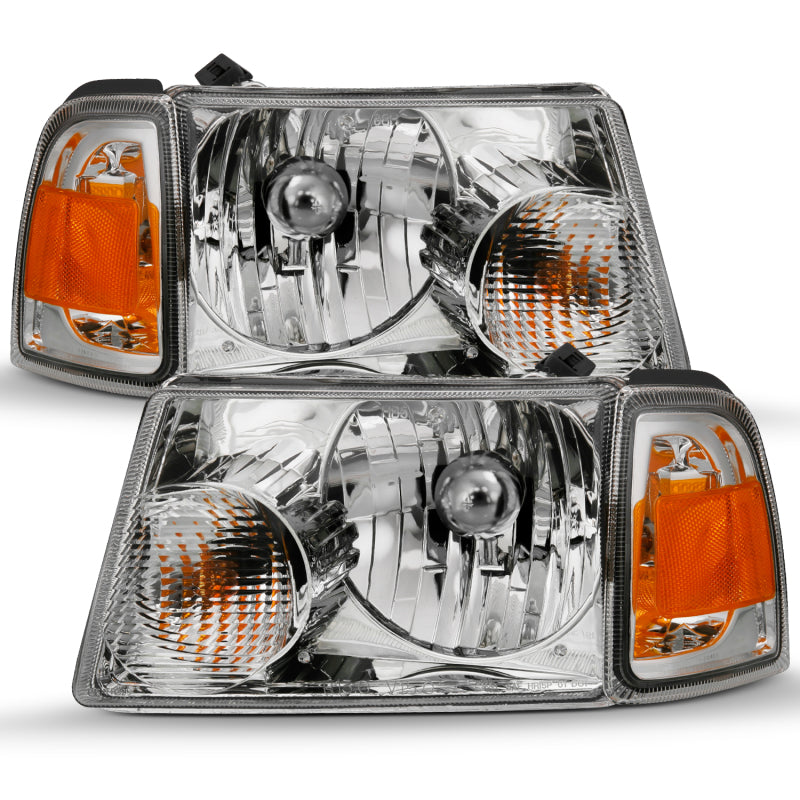ANZO 2001-2011 Ford Ranger Crystal Headlight Chrome w/Corner Lights (OE Replacement) Headlights ANZO