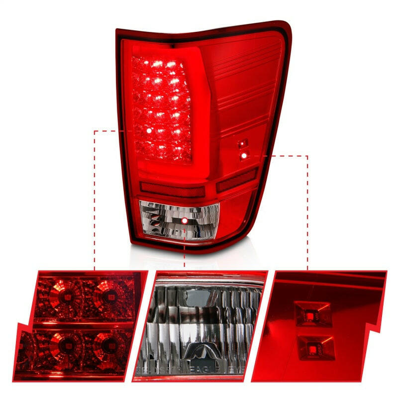 ANZO 04-15 Nissan Titan Full LED Taillights Chrome Housing Red/Clear Lens Tail Lights ANZO