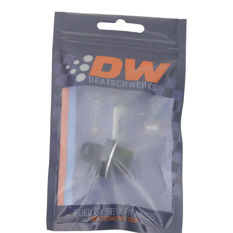 DeatschWerks 6AN Male Flare to M18 X 1.5 Male Metric Adapter (Incl Washer) - Anodized Matte Black Fittings DeatschWerks