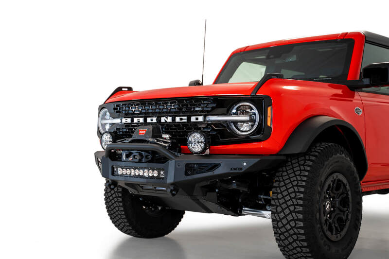 Addictive Desert Designs 2021+ Ford Bronco Rock Fighter Front Bumper - Hammer Black Bumpers - Steel Addictive Desert Designs