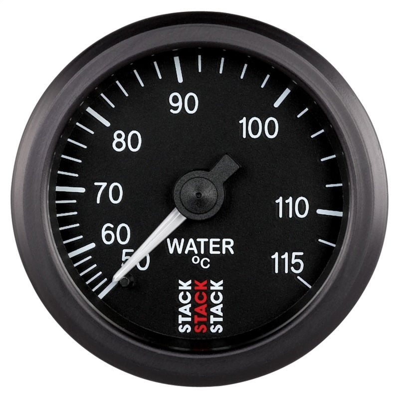 Autometer Stack Instruments 52mm 50-115 Celsius 3/8 BSPT (M) Mechanical Water Temp Gauge - Black Gauges AutoMeter