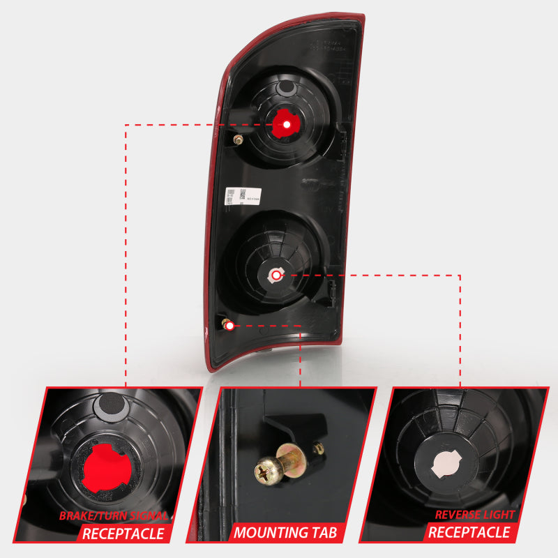 ANZO 2007-2009 Dodge Ram 1500 Tail Light Red Lens (OE) Tail Lights ANZO