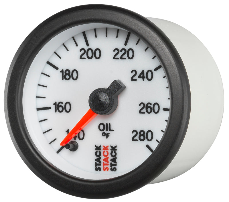 Autometer Stack 52mm 140-280 Deg F 1/8in NPTF Male Pro Stepper Motor Oil Temp Gauge - White Gauges AutoMeter
