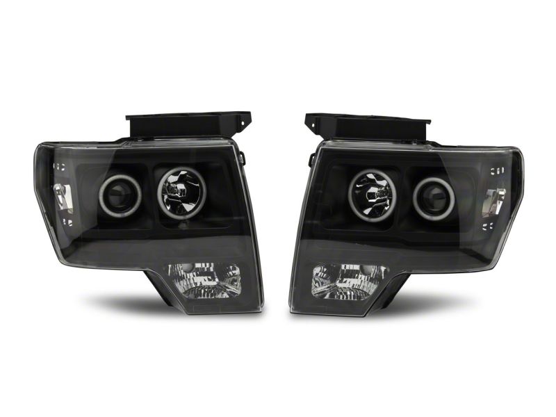 Raxiom 09-14 Ford F-150 Super White LED Halo Projector Headlights- Black Housing (Clear Lens) Headlights Raxiom