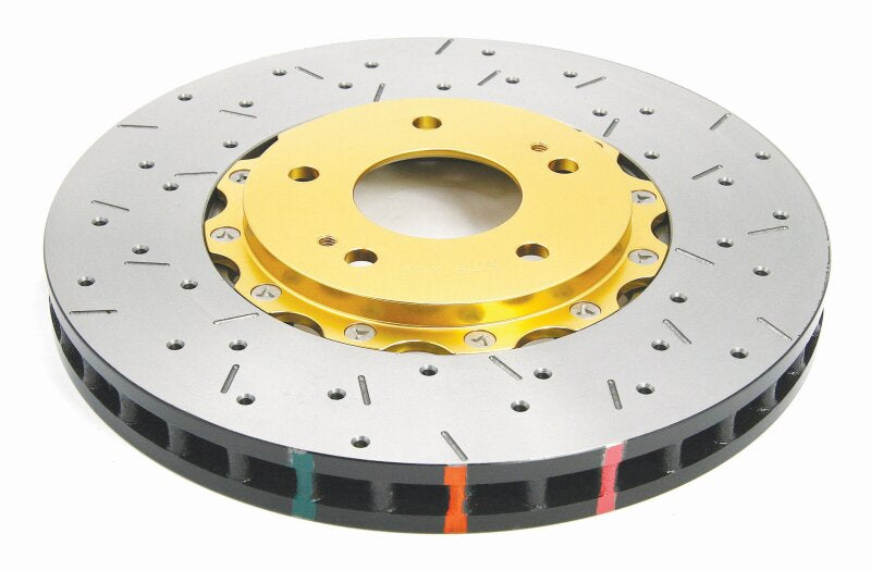 DBA 03-05 Evo 8/9 Front Drilled & Slotted 5000 Series 2 Piece Rotor Assembled w/ Gold Hat Brake Rotors - 2 Piece DBA
