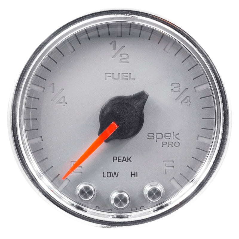 Autometer Spek-Pro Gauge Fuel Level 2 1/16in 0-270 Programmable Slvr/Chrm Gauges AutoMeter