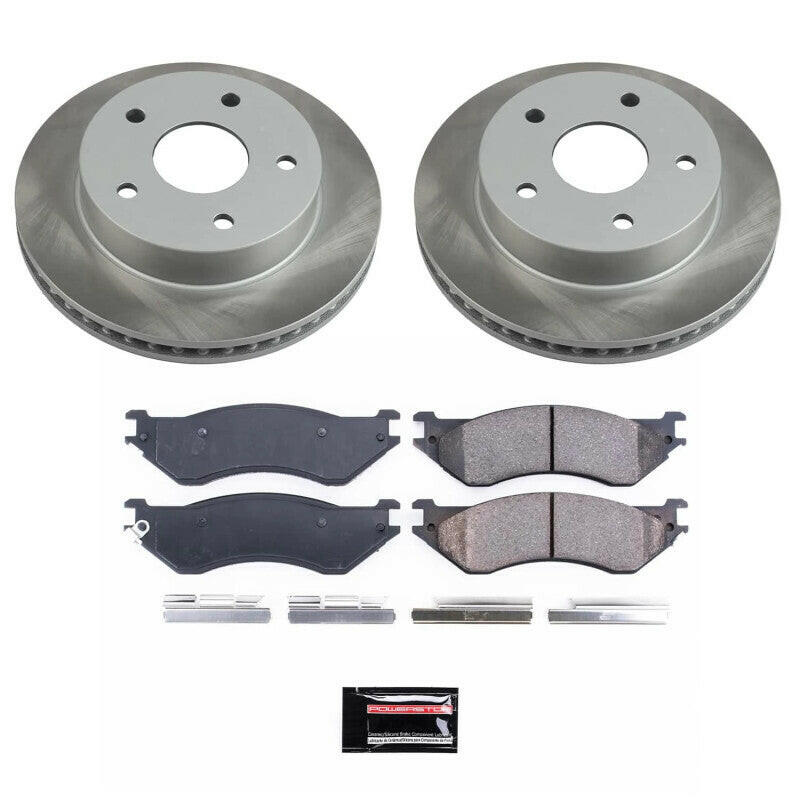 Power Stop 00-01 Dodge Ram 1500 Front Semi-Coated Rotor Kit Brake Kits - Performance Blank PowerStop