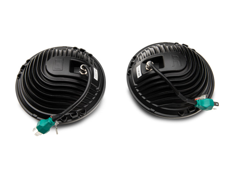 Raxiom 97-18 Jeep Wrangler TJ/JK 7-Inch LED Headlights w/ Halos- Black Housing (Clear Lens) Headlights Raxiom