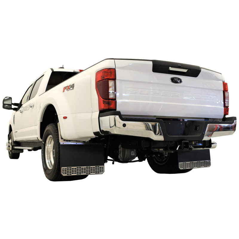 Putco 2020 Chevy Silv/Sierra HD Dually (Rear) - Set of 2 Mud Skins - Polished SS w/ Hex Shield Mud Flaps Putco