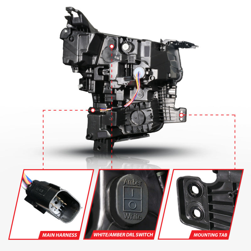 ANZO 21-23 Chevy Tahoe/Suburban LED Light Bar Style Headlights Black w/ Sequential DRL (Left Side) Headlights ANZO