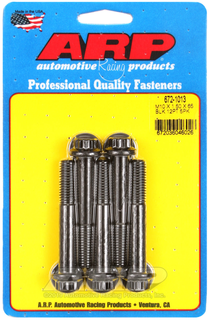 ARP M10 x 1.50 x 65mm 12pt Black Oxide Bolts (5/pkg) Hardware Kits - Other ARP