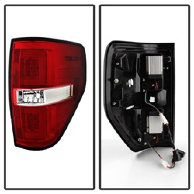 Spyder 09-14 Ford F150 V2 Light Bar LED Tail Lights - Red Clear (ALT-YD-FF15009V2-LBLED-RC) Tail Lights SPYDER