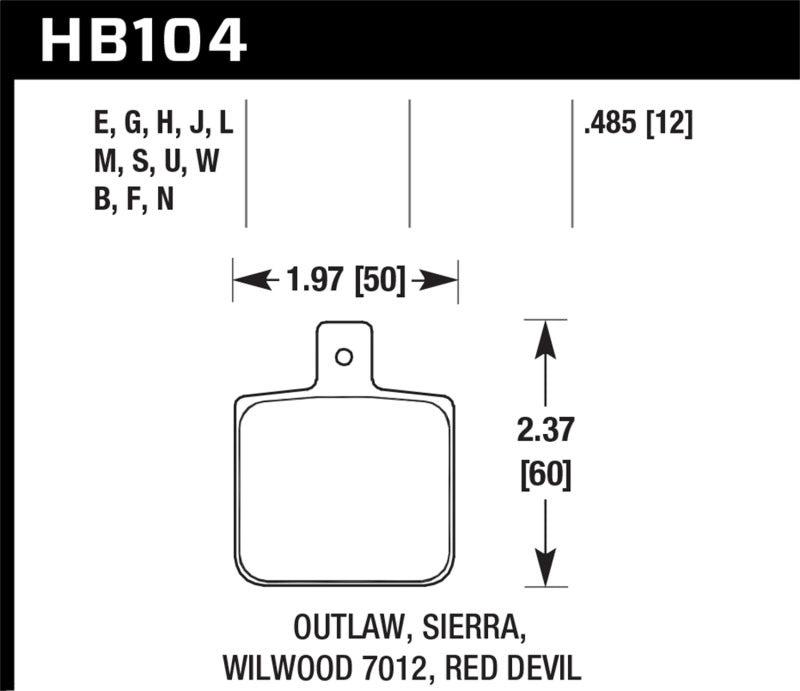 Hawk Wilwood DL Single Outlaw w/0.156in Center Hole DTC-30 Race Pads Brake Pads - Racing Hawk Performance