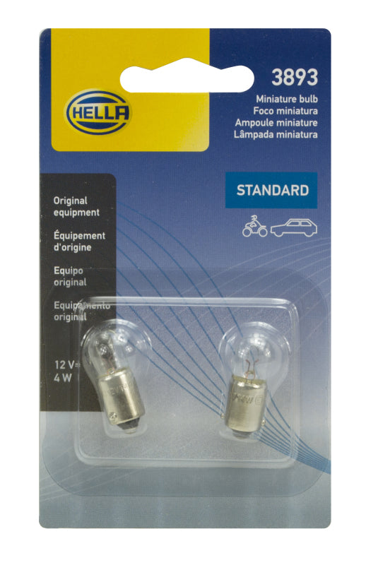 Hella Bulb 3893 12V 4W Ba9S T275 (2) Bulbs Hella