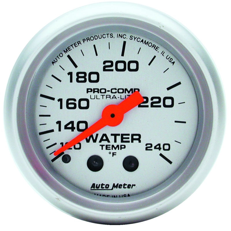 Autometer Ultra-Lite 52mm 120-240 Deg F Mechanical Water Temp Gauge Gauges AutoMeter