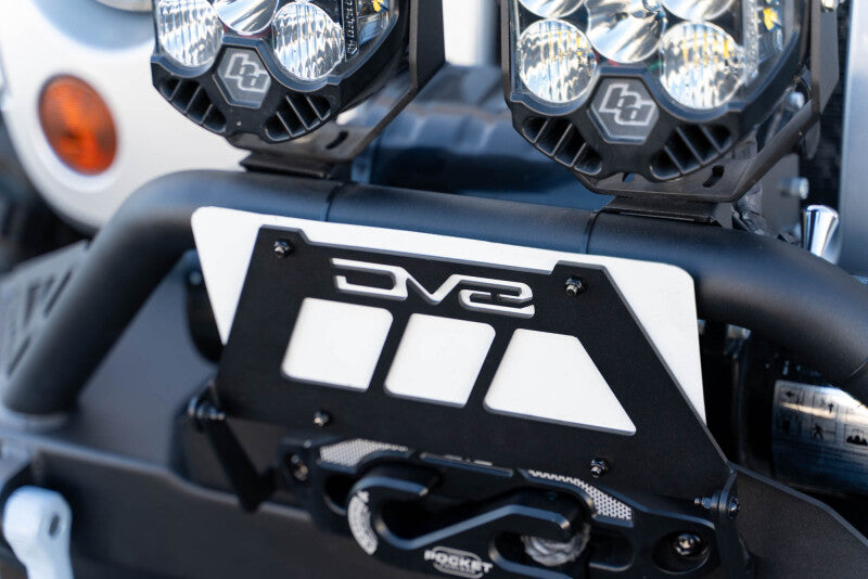DV8 Offroad Fairlead Mounted Flip-Up License Plate Bracket License Plate Relocation DV8 Offroad