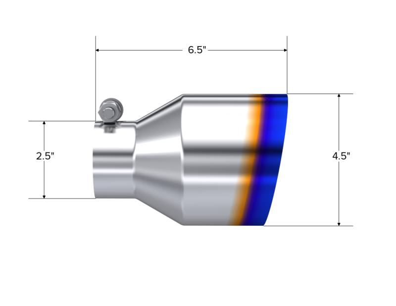 MBRP Universal Burnt SS Tip 2.5in ID / 4.5in OD Out / 6.5in Length Angle Cut Single Wall Tips MBRP