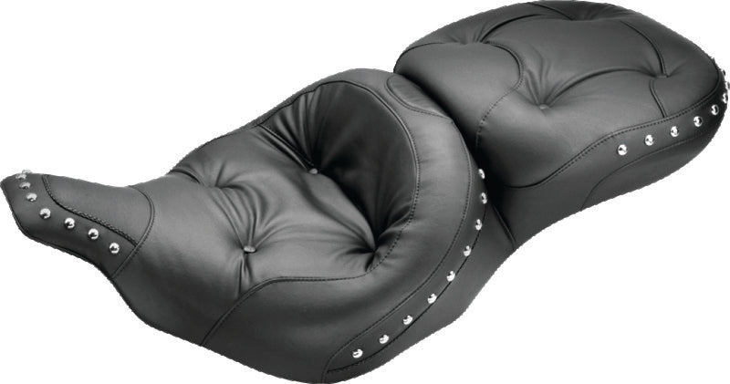 Mustang 97-07 Harley Electra Glide, Rd Glide Wide Touring Regal 1PC Seat w/Studs - Black One-Piece Motorcycle Seats Mustang Motorcycle