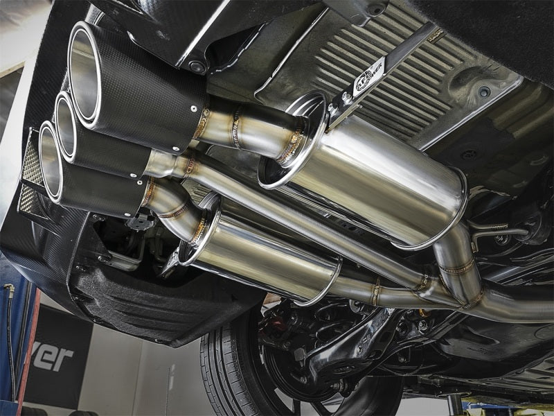 aFe POWER Takeda 2-1/2in to 2-1/4in 304SS Catback Dual-Exit Exhaust 17+ Honda Civic Type R w/CF Tips Catback aFe