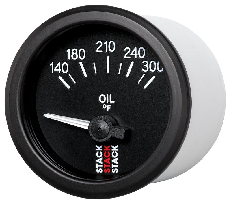 Autometer Stack 52mm 140-300 Deg F 1/8in NPTF Electric Oil Temp Gauge - Black Gauges AutoMeter