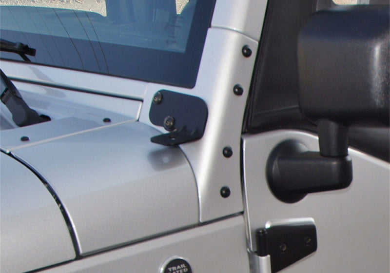 Rampage 2007-2018 Jeep Wrangler(JK) Windshield Hinge Light Bracket - Black Doors Rampage