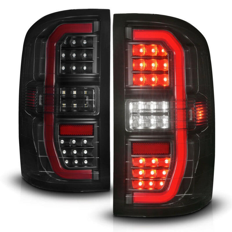 ANZO 14-18 GMC Sierra 1500 Full LED Taillights Black Housing Smoke Lens (w/C Light Bars) Tail Lights ANZO