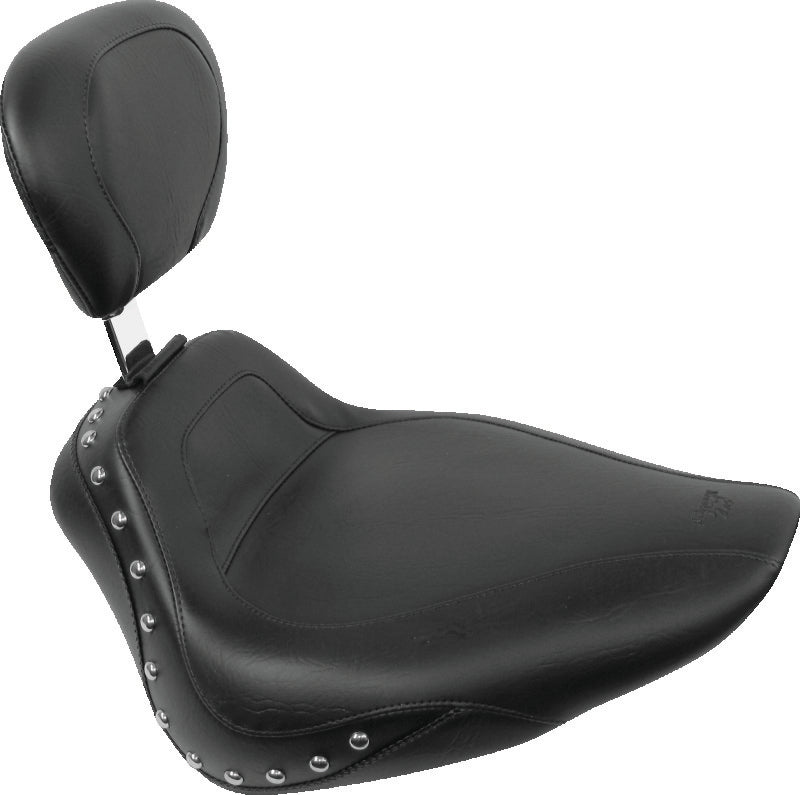 Mustang 02-09 Honda VTX1300 Retro, S & T Wide Touring 2PC Seat - Black Two-Piece Motorcycle Seats Mustang Motorcycle
