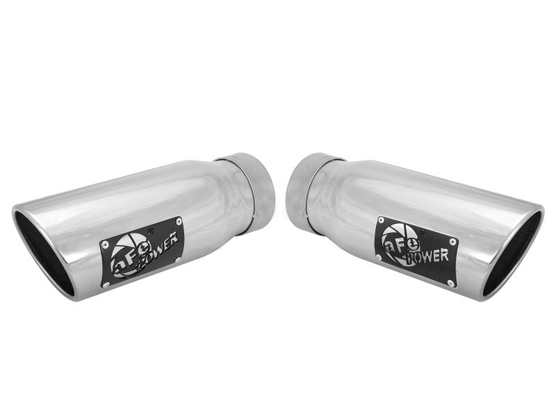 aFe MACHForce-XP 304 Stainless Steel Polished Exhaust Tip 3.5in x 4.5in Out x 12in L Clamp-On Tips aFe