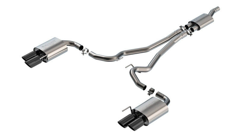 Borla 2024 Ford Mustang 2.3L Ecoboost S-Type Black Chrome Catback Exhaust w/ Quad Tips - Non-Active Catback Borla