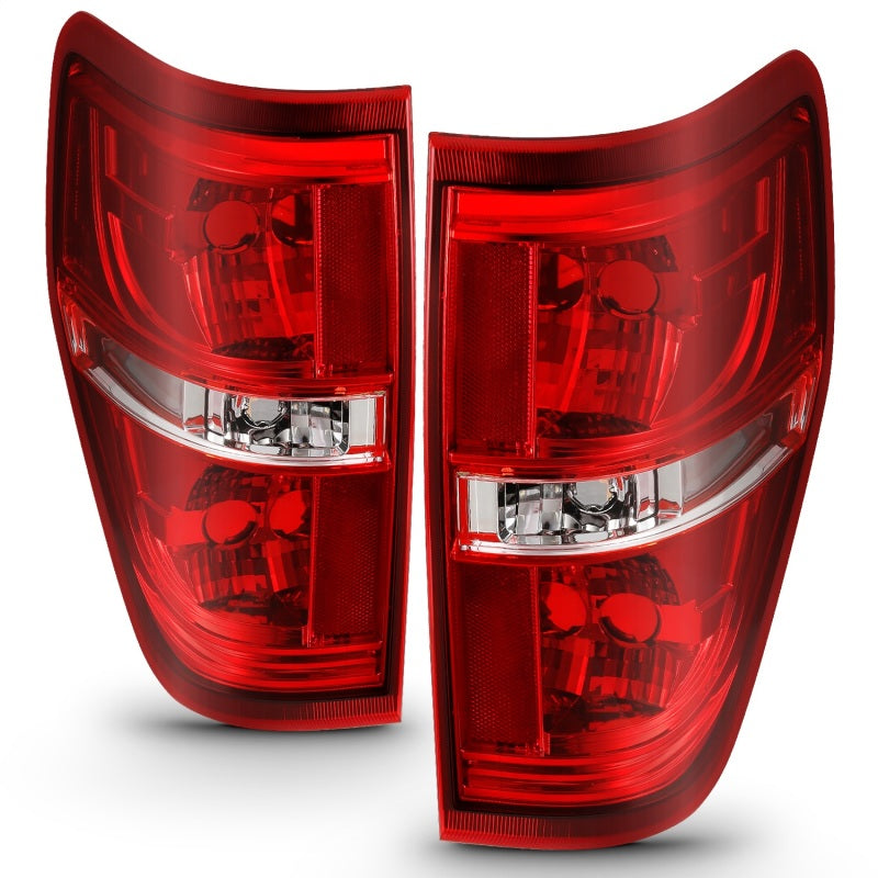ANZO 2009-2014 Ford F-150 Euro Taillight Red/Clear (W/O Bulb) Tail Lights ANZO