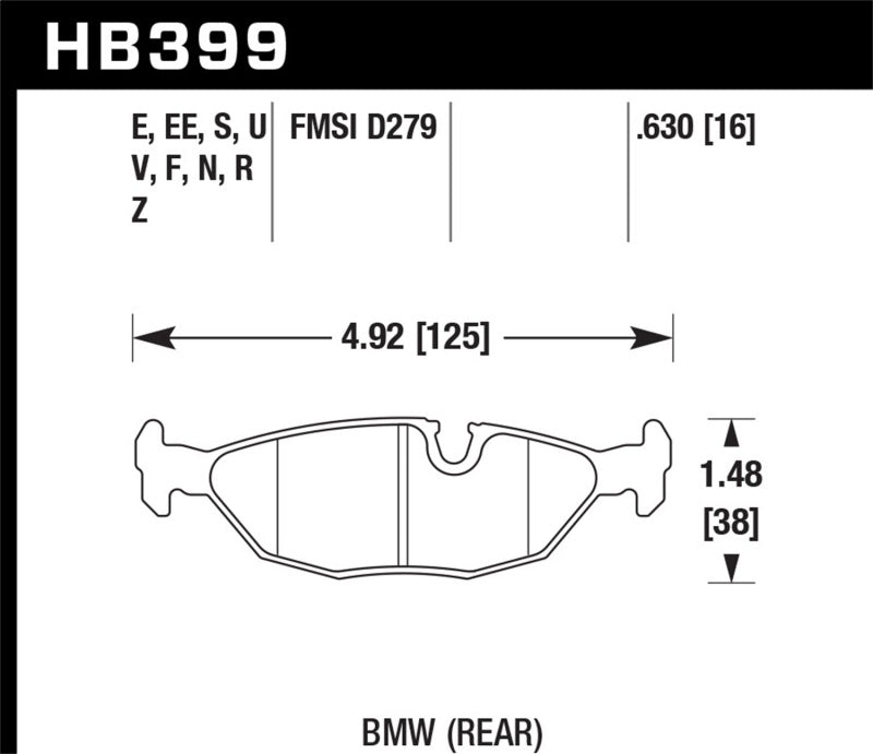 Hawk 91 BMW 318i E30 All DTC-70 Rear Brake Pads Brake Pads - Racing Hawk Performance