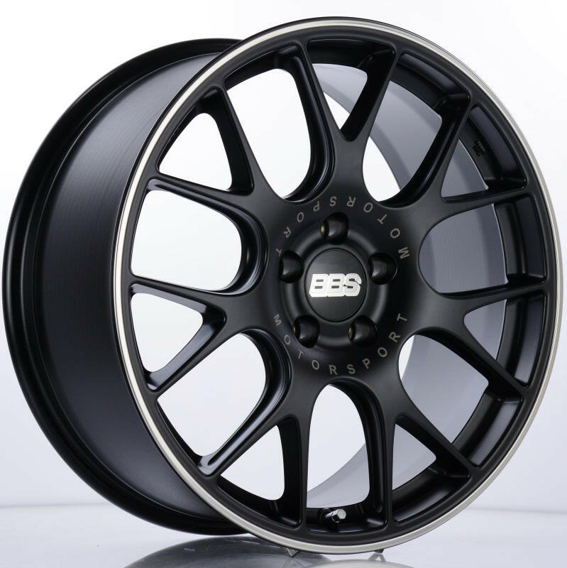 BBS CH-R 19x8.5 5x120 ET32 Satin Black Polished Rim Protector Wheel -82mm PFS/Clip Required Wheels - Cast BBS