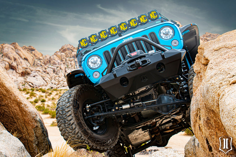 ICON 07-18 Jeep Wrangler JK Pro Series Front Bumper Rec Winch Mount w/Bar/Tabs Bumpers - Steel ICON