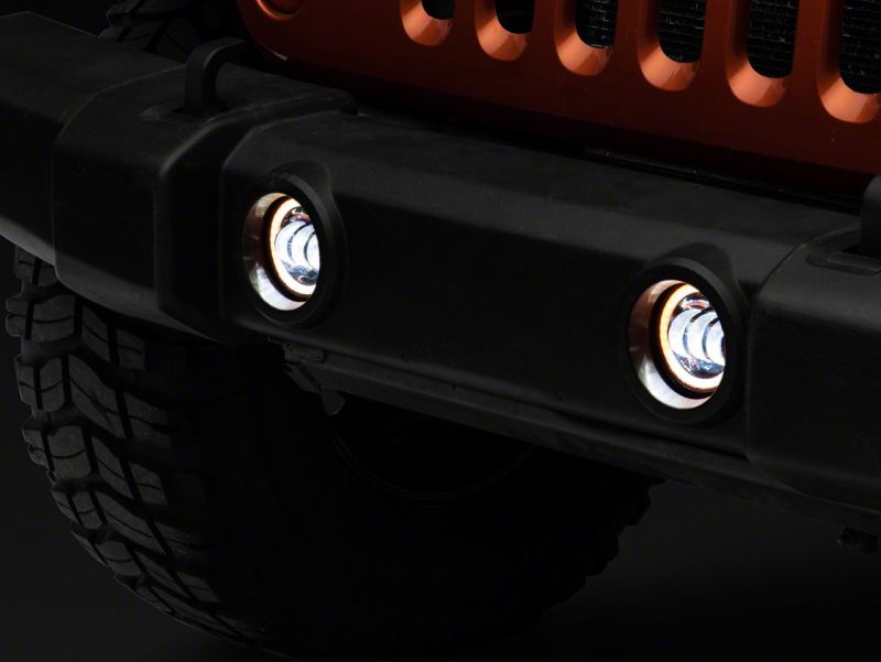 Raxiom 07-23 Jeep Wrangler JK & JL Axial Series Halo LED Fog Lights- Amber Headlights Raxiom