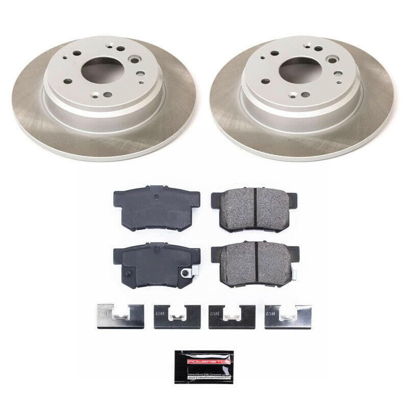 Power Stop 03-11 Honda Element Rear Semi-Coated Rotor Kit Brake Kits - Performance Blank PowerStop