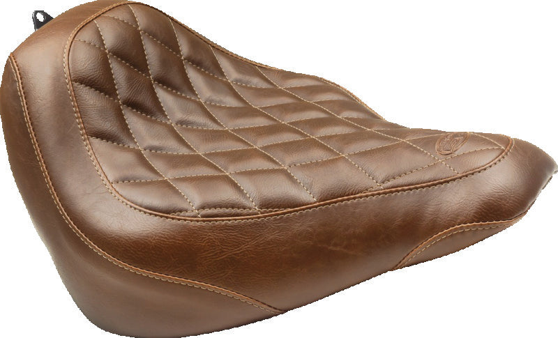 Mustang 18-21 Harley Softail Slim Wide Tripper Solo Seat Diamond Stitch - Brown Solo Motorcycle Seats Mustang Motorcycle
