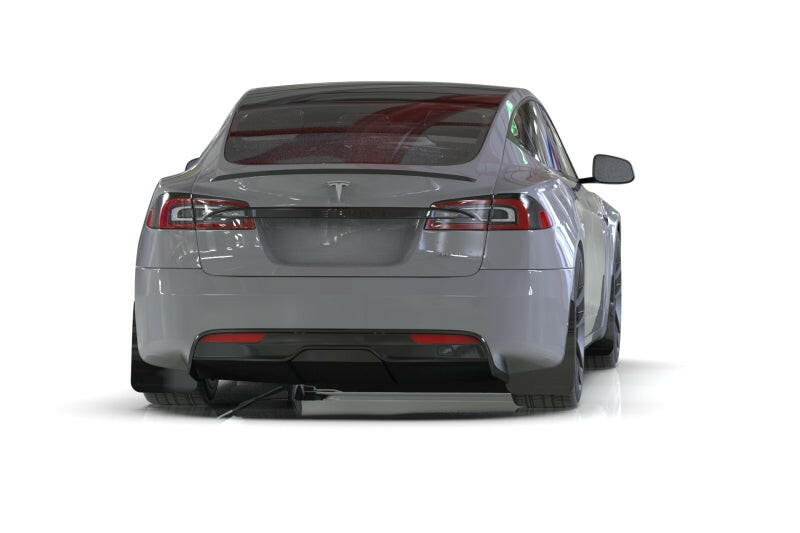 Rally Armor 21-25 Tesla Model S / S Plaid Black UR Mud Flap w/White Logo Mud Flaps Rally Armor