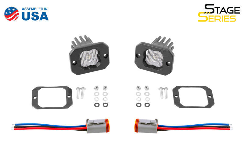 Diode Dynamics Stage Series C1 LED Pod - White SAE Fog Flush ABL (Pair) Light Accessories and Wiring Diode Dynamics