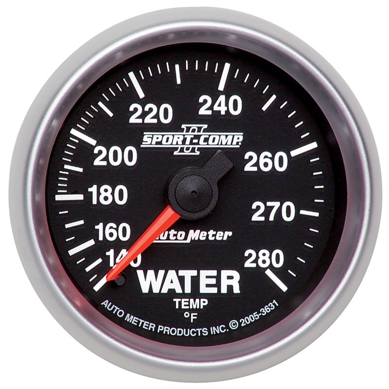 Autometer Sport-Comp II 2-1/16in 140-280 Deg Mechanical Water Temp Gauge - Black Gauges AutoMeter