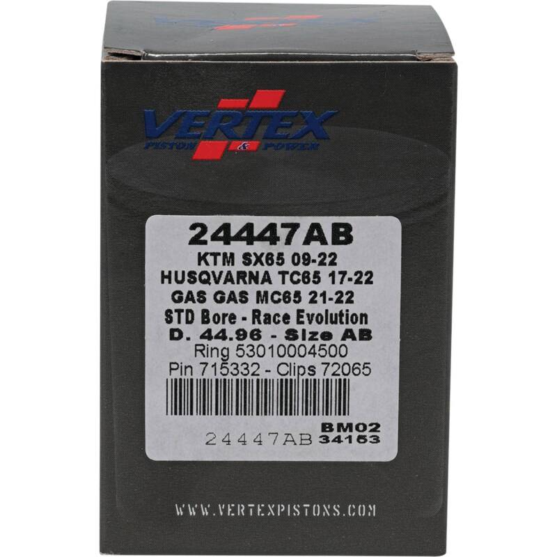 Vertex Piston 09-24 KTM 65 SX 65cc Cast Race Evolution Piston Kit Piston Sets - Powersports Vertex Pistons