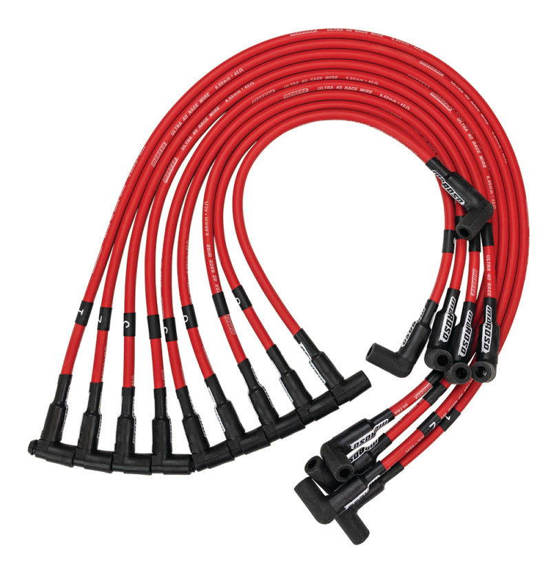 Moroso Chevrolet Small Block (Sprint Car) Ignition Wire Set - Ultra 40 - Unsleeved - HEI - Red Spark Plug Wire Sets Moroso